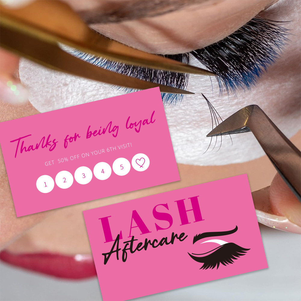 Eyelash Extension Aftercare - 50 sztuk błyszczące rzęsy wizytówka przedłużanie