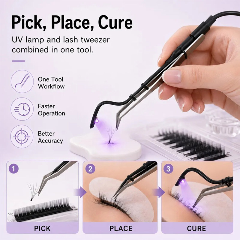 Mini lampa UV do rzęs z pęsetą – Lash Extension Tweezers recenzja i cena